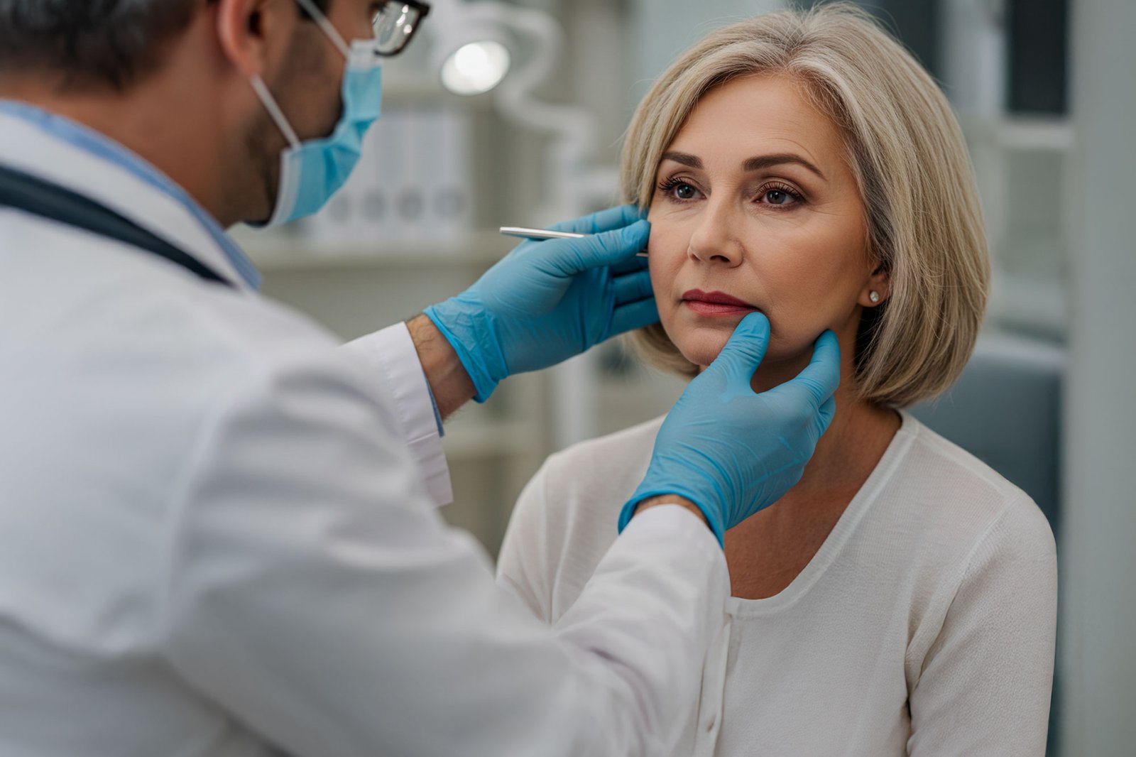 Mulher Realizando Consulta Para Lifting Facial Ou Faceligting Em Goiania Com O Dr. Paulo Renato.